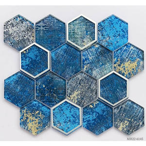 Sıcak Satış Cam Karolar Mozaik Azulejo Mozaik Karo Madalyon Havuz Duvar Resmi Mavi Seri Stil 6MM Cam Mozaik Karolar Banyo İçin - Product Image 2