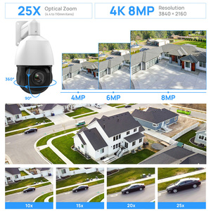 Caméra PTZ PoE 4K 8MP extérieure avec micro intégré, zoom optique 25x, détection IA des personnes/véhicules, balayage automatique professionnel - Product Image 4
