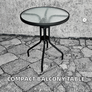 Petite table basse en métal pour l'extérieur, table à café en fer, table à manger ronde en verre, pieds en acier modernes, table de jardin - Product Image 2
