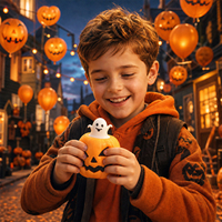 Jouet Citrouille à Presser en TPR avec Fantôme Pop-up – Anti-stress, Nouveauté, Cadeau de Fête, Décoration d'Halloween