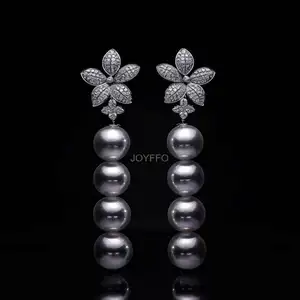 2024 nuovo modello di moda orecchini in acciaio inox perla semplice cuore a forma di zircone fiore nappine orecchini per donna