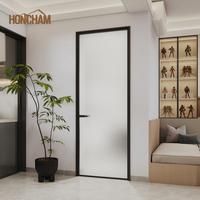 Porte battante en aluminium et verre à cadre fin de luxe avec finition étanche pour salon, design moderne