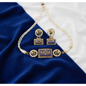 Ensemble de collier de fête en or antique, design de bijoux, polissage mehendi, élégant, bijoux traditionnels, parfait pour les femmes - Product Image 2