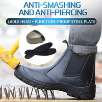 Bottes de sécurité en cuir élégantes pour la construction, chaussures de protection de qualité supérieure avec embout en acier sans lacets et semelle en caoutchouc