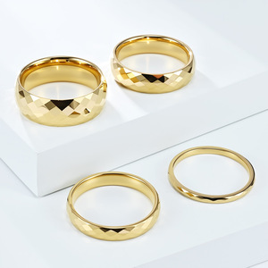 2468mm geometric design <b>tungsten</b> steel ring, unisex couple ring, non-fading <b>tungsten</b> gold pinky ring, jewelry. - Product Image 1