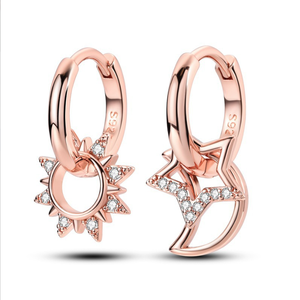 Pendiente de plata 925 Popular nuevo con logotipo Original de alta calidad para mujer Pendiente de circón de oro rosa de aro Original - Product Image 4