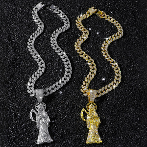 Nuevo Collar con Colgante de Estilo Hip Hop, Chapado en Oro y Plata, con Estatua de Dios de la Muerte, Collares Modernos y Geniales para Hombre, Joyería de Moda al por Mayor - Product Image 1