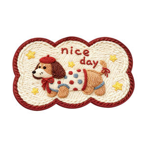 Alfombra de Baño Ovalada de Lino Estampado Skysali con Diseño de Perro de Dibujos Animados, Antideslizante, Absorbente, para el Hogar, Estilo Lindo - Product Image 1