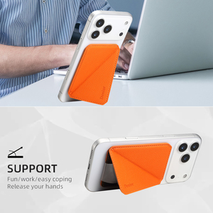 Denior |   Perche à <span class=keywords><strong>selfie</strong></span> en similicuir PU grain litchi avec blocage RFID magnétique, capacité 1-2 cartes, compatible avec les séries Apple 17/16/15/14/<span class=keywords><strong>13</strong></span> - Product Image 2