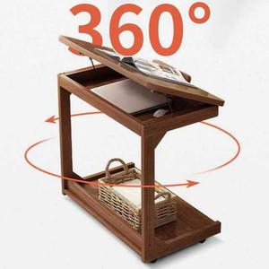 Mesa de centro giratoria de madera maciza para uso doméstico transfronterizo, mesa de almacenamiento móvil multifuncional, mesa de ordenador sencilla para estudiantes - Product Image 2