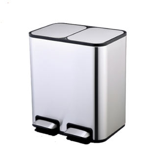 Pedal oscilante de 40 litros para reciclaje, cubo de basura eléctrico con Sensor inteligente de plástico dorado para exteriores, hogar, 2 cubos de basura - Product Image 3
