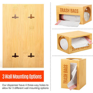 Porte-rouleau de distributeur de sac poubelle, organisateur de distributeur de sac poubelle sous l'évier, organisateur mural de sac poubelle de cuisine en bambou - Product Image 5