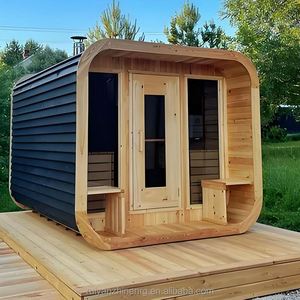 ห้องซาวน่าทรงถังสี่เหลี่ยมทึบไม้ซีดาร์สีแดงห้องซาวน่ากลางแจ้งแบบดั้งเดิม - Product Image 4