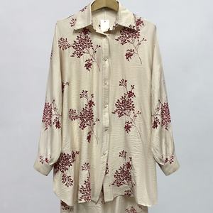 Camisas de Lino con Estampado Personalizado OEM ODM, Camisa Casual de Manga Larga Transpirable para Mujer, Moda de Verano - Product Image 4