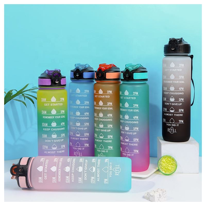 Custom Logo 1000ml/32oz BPA Free Gradient Plastic Fitness Gym Sports ...