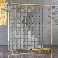 Paravent de luxe personnalisé en acier inoxydable doré, découpé au laser, en verre artistique opaque, moderne, multifonctionnel et pliable pour mariage