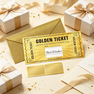 Billet cadeau à gratter doré, carte surprise à révéler avec enveloppe et étiquettes à gratter pour offrir en cadeau - Product Image 3