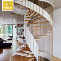 Escalier en arc de qualité supérieure CBMmart, en acier inoxydable courbé avec garde-corps en verre