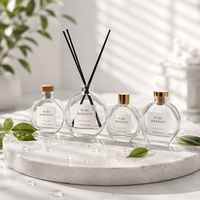 Flacon diffuseur de parfum moderne en verre transparent, vrac, 100 ml, 200 ml, vide, avec couvercles en bois et en métal