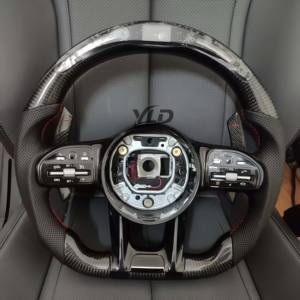 Volant de voiture en fibre de carbone YLD pour Mercedes Benz C200 C300 E200 E300 GLC CLS, cuir perforé personnalisé, <span class=keywords><strong>prix</strong></span> de gros - Product Image 1