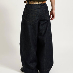 Мужские джинсы свободного кроя с камнями, дизайнерские, из необработанного денима, с широкими штанинами, селвидж, на заказ - Product Image 5