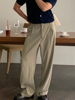 Pantalon unisexe en lin style Old Money, coupe décontractée, taille haute, jambe large droite, fin et léger pour l'été, pour hommes et femmes