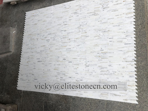 ストリップパターンCarrara Calacattaゴールドバックスプラッシュ大理石モザイクタイル - Product Image 3