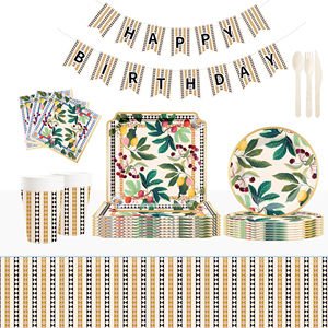 DAMAI Fruit Theme Party Decoration with Lemon Cherry Disposable Party <b>Paper</b> Plate Cup Napkin Tableware Set for Kid Party - Product Image 1