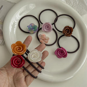 Nueva moda alta elasticidad acetato flores banda para el cabello dulce Cola de Caballo cabeza cuerda para mujeres y niñas estilo dulce decoración del cabello - Product Image 1