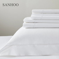 Parure de lit de luxe SANHOO pour hôtel, 300/400TC, en coton blanc brodé, couette, housse de couette, draps de luxe, ensembles de literie