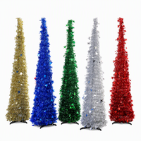Sapin de Noël en guirlandes de 1,2 m, 1,5 m, 1,8 m avec étoiles, sapin de Noël mince doré, argenté, rouge, bleu, vert pour la décoration de fêtes de fin d'année