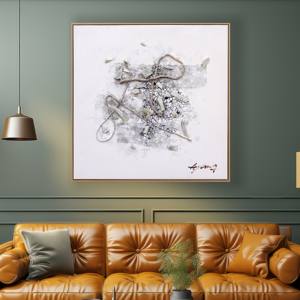 Nuovo Arrivo: Quadro su Tela Dipinto a Mano con Tecnica Mista, Natura Morta, Corda di Canapa e Pietra Naturale - Product Image 4