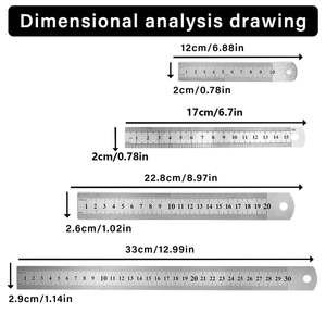 12 дюймов Прозрачная Пластиковая Гибкая прямая Линейка с дюймами и метрикой для школьного класса и домашнего офиса, измерительный инструмент - Product Image 4