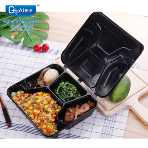 Dùng một lần 4 ngăn Bento hộp bản lề Nắp ăn trưa container - Product Image 1