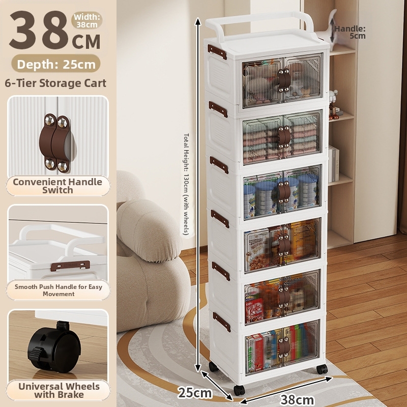 38cm faux leather handle small trolley folding box-translucent