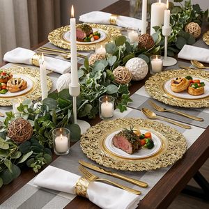 Assiettes et Plats : Assiettes de Présentation en Plastique Dorées de 13 et 15 Pouces pour Mariages et Restaurants - Product Image 5