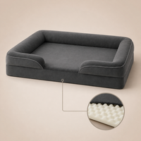 Coussin orthopédique pour chien, canapé en mousse avec housse en peluche, design moderne et solide pour chiens de petite/moyenne/grande taille, S-XXXL, gris, vente en gros
