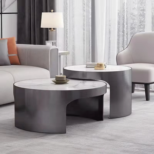 Base <span class=keywords><strong>de</strong></span> acero inoxidable dorado <span class=keywords><strong>de</strong></span> lujo <span class=keywords><strong>para</strong></span> salón <span class=keywords><strong>de</strong></span> belleza, Mesa Central pequeña, combinación moderna en blanco y negro, juego <span class=keywords><strong>de</strong></span> mesa <span class=keywords><strong>de</strong></span> <span class=keywords><strong>centro</strong></span> redonda - Product Image 4