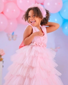 Abiti da Festa di Compleanno per Bambine con Scollo a V e Volant Floreali, <span class=keywords><strong>Vestito</strong></span> da Damigella per Bambine Personalizzato per Matrimoni - Product Image 3