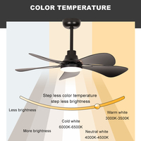 Ventilateur de plafond décoratif à LED noir et blanc 38 pouces 6 vitesses DC25W avec télécommande à prix avantageux