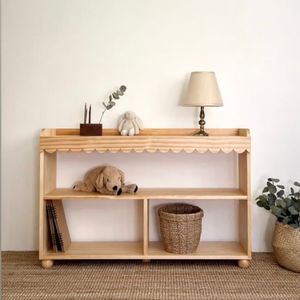 Meuble de rangement moderne de luxe avec bord ondulé, bibliothèque pour enfants, rangement pour jouets, bibliothèque, armoire de rangement en bois pour le salon - Product Image 3