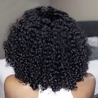 Perruque courte bouclée afro transparente pour femme, style dreadlocks, cheveux brésiliens volumineux, en fibre chimique haute température, bonnet en soie