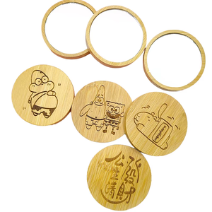 Custom Logo Portable Mini Eco-friendly Bamboo Round Mirror Pocket Makeup Cheap Gifts for Promotions