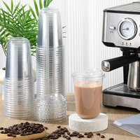Lot de 1000 gobelets en plastique PET transparents jetables de 500 ml (16 oz) à fond rond, en forme de U, pour café glacé, avec couvercles à bec verseur