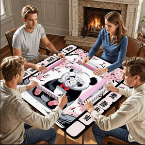 Tapete de Mahjong Lingxi Daifa, Resistente a la Suciedad, Insonorizado, Absorbente de Impactos, Diseño de Panda y Flor de Cerezo, Fácil de Limpiar, Unisex, Multiusos - Product Image 6