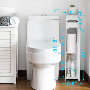 Rangement de salle de bain en bois, armoire d'angle fine de toilette, évier étroit, étagère d'organisation pour porte-papier, 1 pièce - Product Image 4