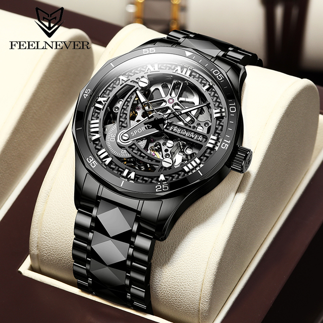LIGE FN1807 Sapphire Crystal Men's Sport Automatic Mechanical 500ATM Watch DIVER Series Chronograph Stainless Steel  Wristwatch