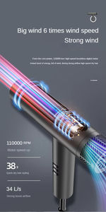 Sèche-cheveux puissant pliable à ions négatifs, corps en plastique noir mat dégradé, séchage rapide pour la maison - Product Image 6