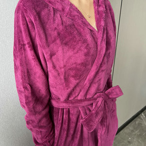 Hotel Home Soft <span class=keywords><strong>accappatoio</strong></span> fabbricazione professionale <span class=keywords><strong>lusso</strong></span> per <span class=keywords><strong>donna</strong></span> pigiama Robes 100% poliestere con cappuccio tinto in filo tessuto - Product Image 6