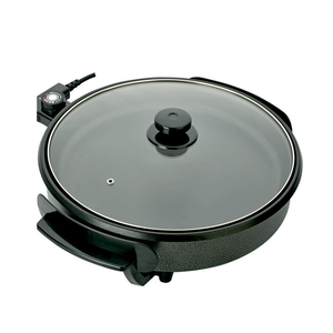 Poêle à pizza électrique 1,5 L avec couvercle en verre trempé, revêtement antiadhésif et thermostat réglable - Product Image 3